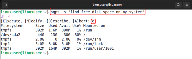 Run Commands Directly With Sgpt