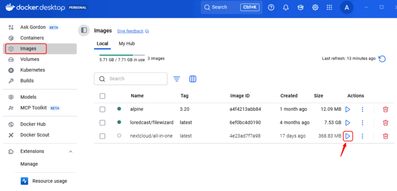 Run Nextcloud Aio Container