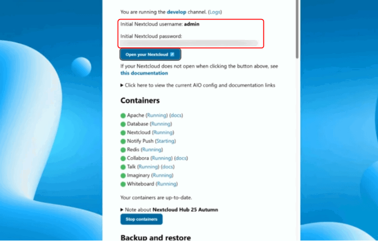 Running Containers Nextcloud