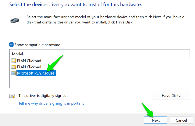 Driver list to update drivers