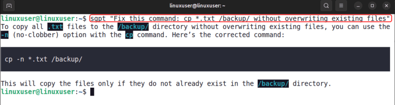 Troubleshooting Commands With Sgpt