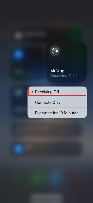 Disabling AirDrop on iPhone. 