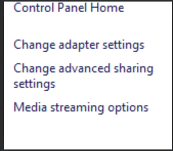 Windows Control Panel Adpater Settings