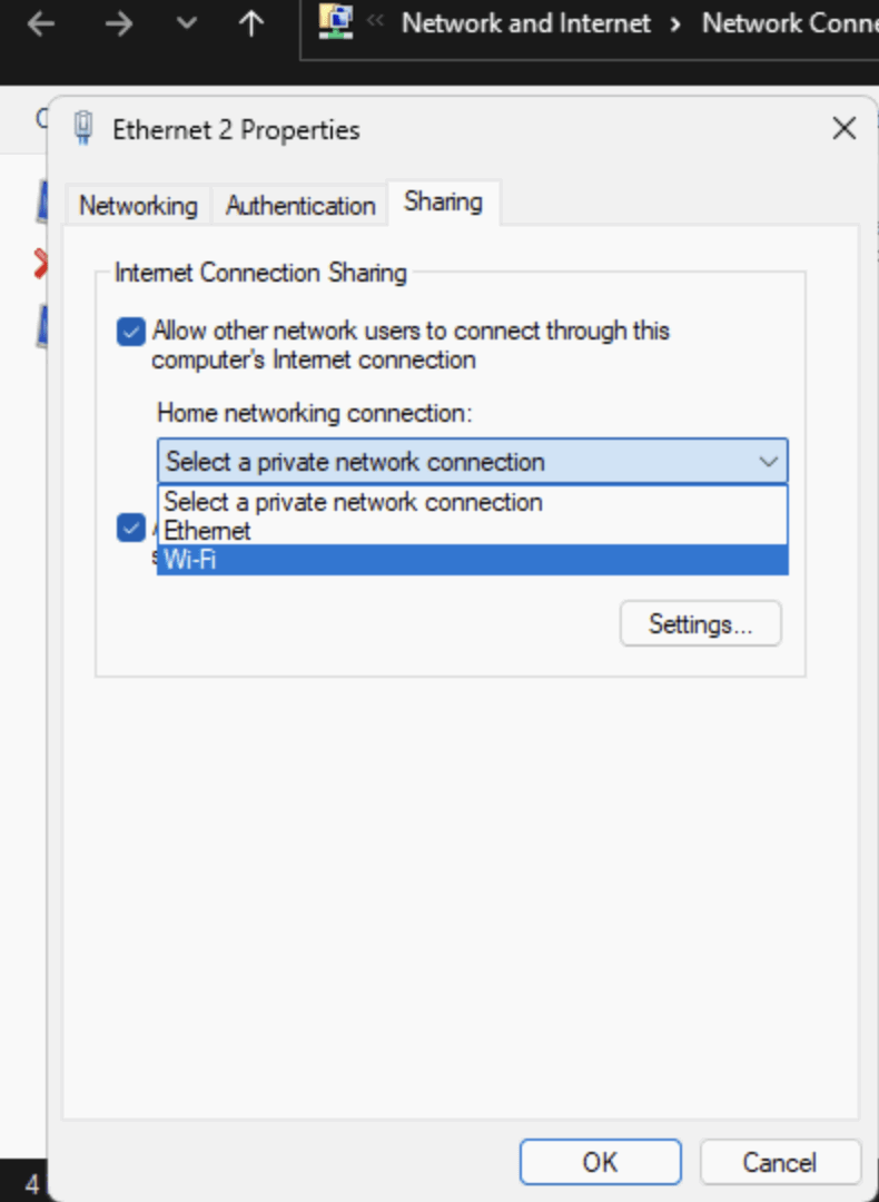 Windows Internet Connection Sharing