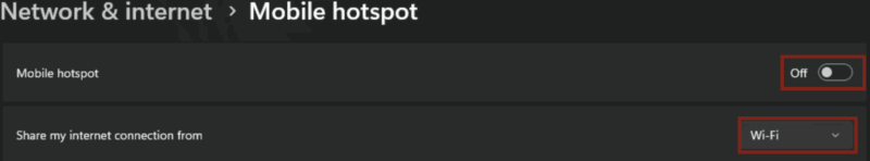 Windows Mobile Hotspot